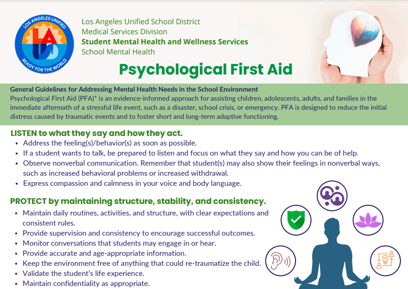 Screenshot of page 1 of Psychological First Aid PDF