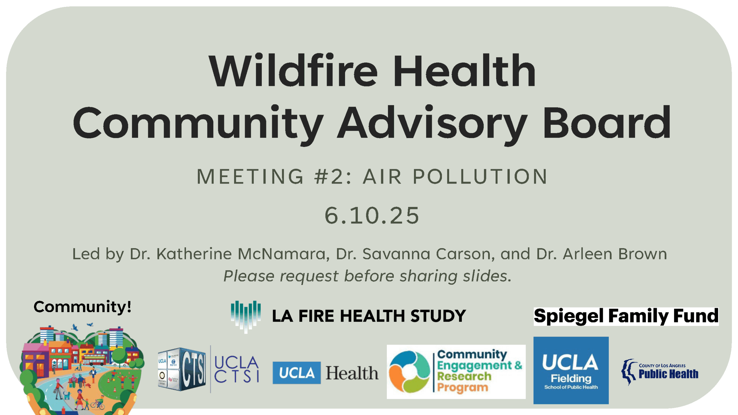 Wildfire Health Community Advisory Board Meeting 2 Slides Cover